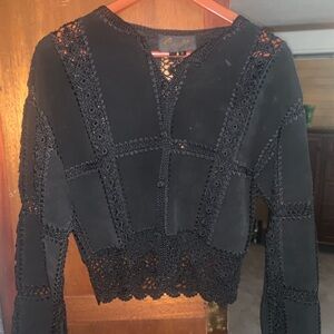 Scully Black Crochet Women's Blouse